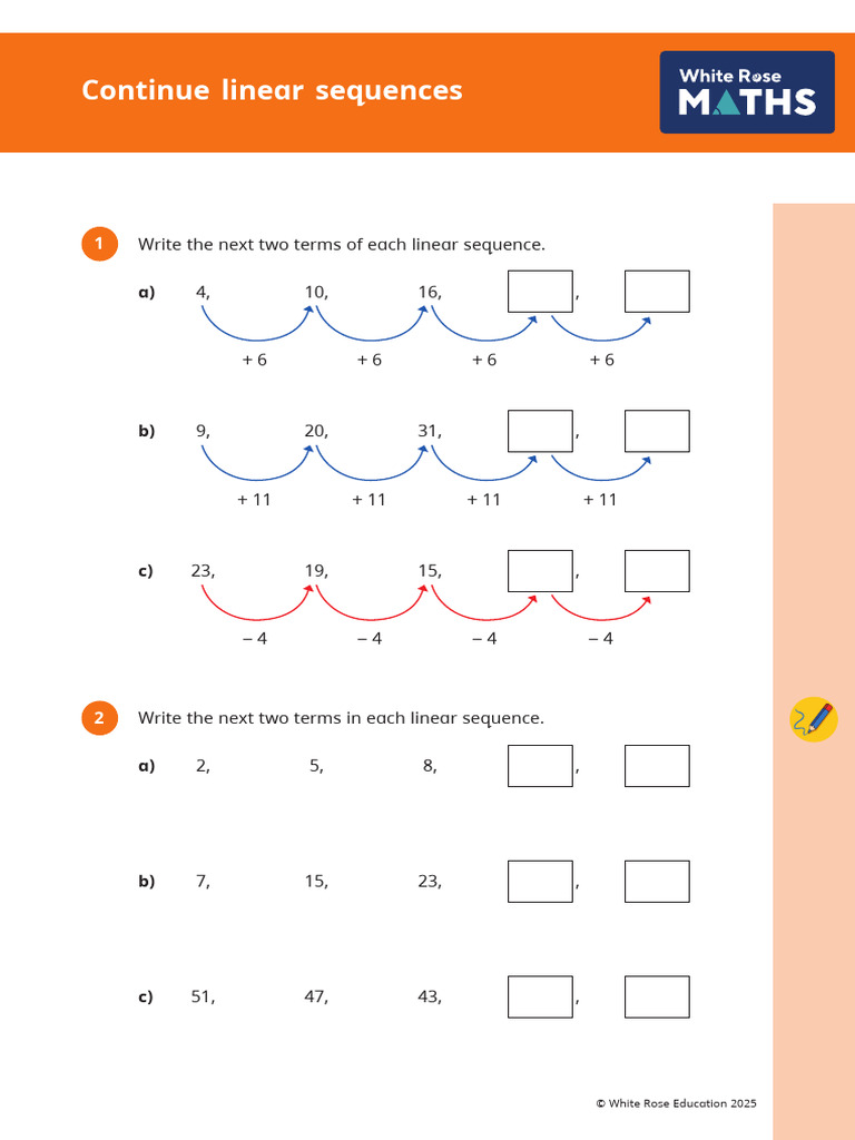 Y7 Autumn Block 1 WO4 Continue Linear Sequences 2025 | PDF