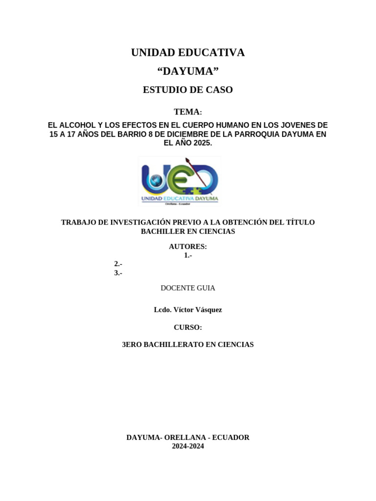 Efectos del Alcohol en Jóvenes de Dayuma | PDF | Alcoholismo ...