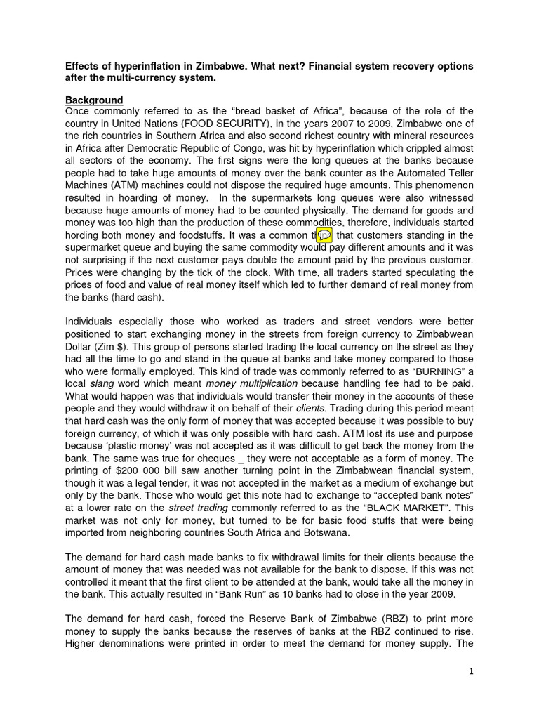 Hyperinflation Impact in Zimbabwe | PDF | Money | Currency