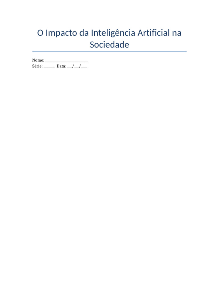 Impacto da Inteligência Artificial na Sociedade | PDF