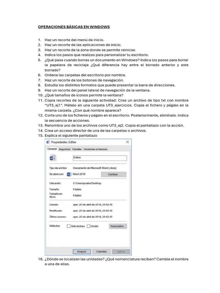 Guía de Operaciones Básicas en Windows | PDF | Archivo de computadora ...