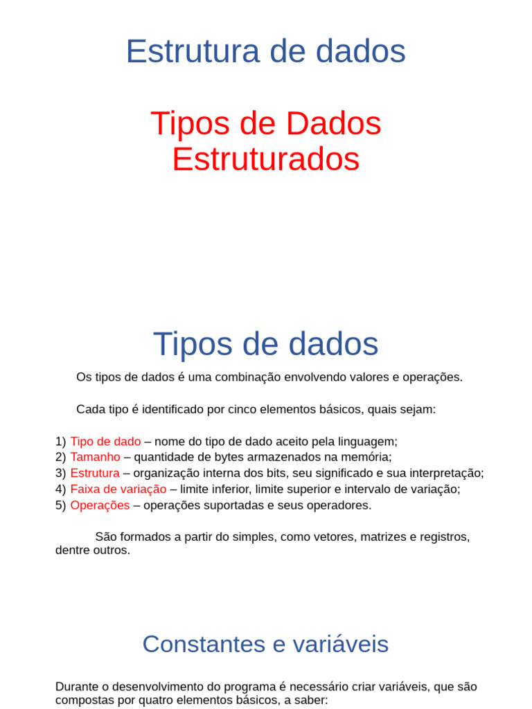 Estruturas e Tipos de Dados em C | PDF | Tipo de dados | Variável ...