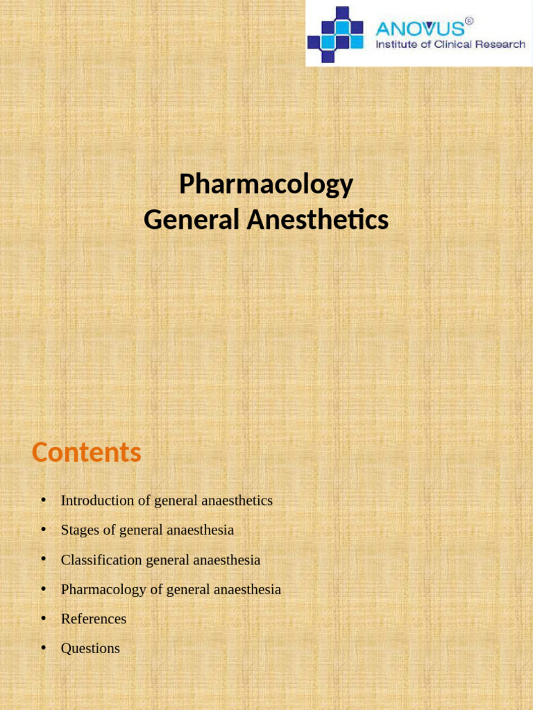 Overview of General Anesthetics | PDF | Anesthesia | Clinical Medicine