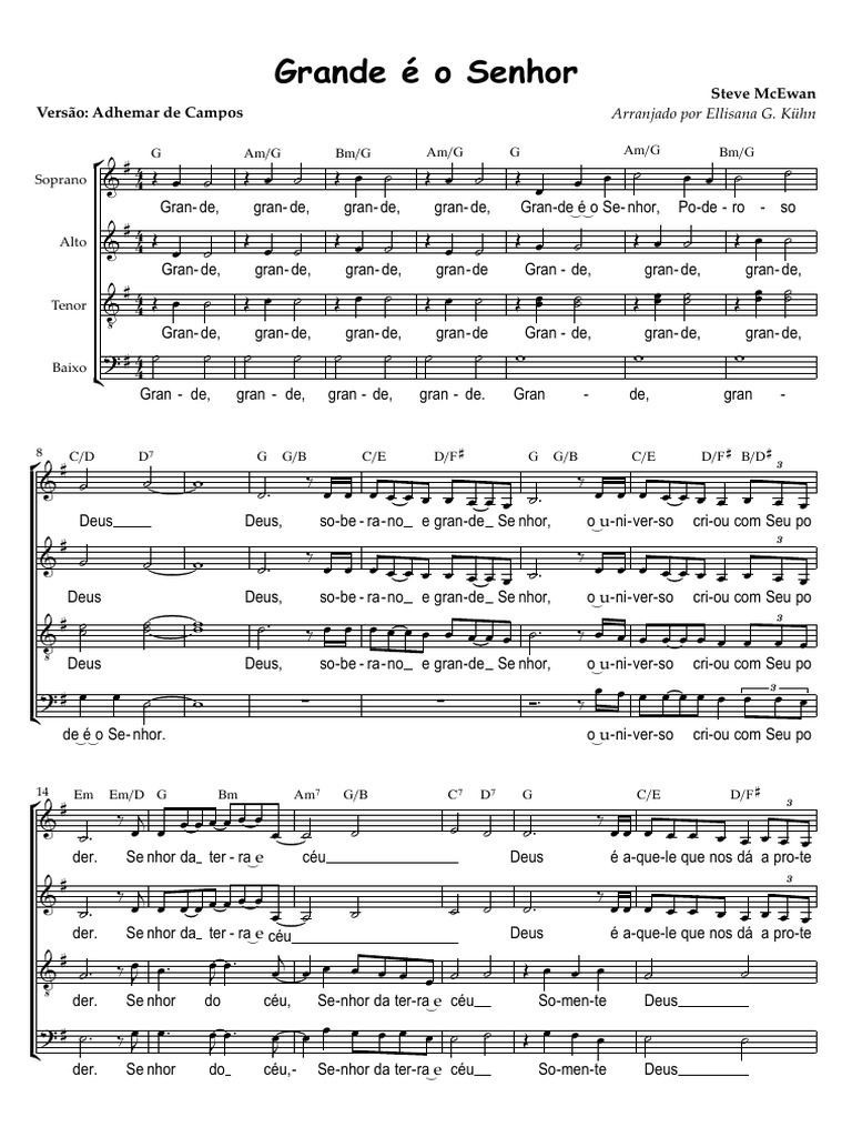 Partitura: Grande é o Senhor | PDF