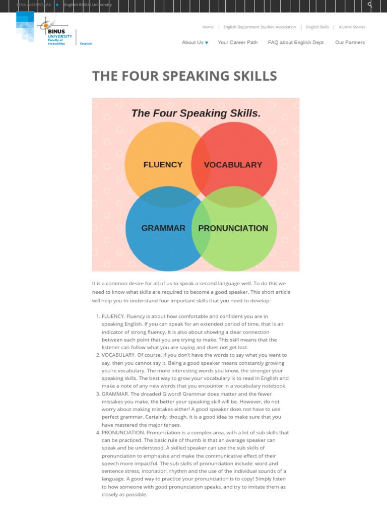 Four Essential Speaking Skills | PDF | English Language | Vocabulary