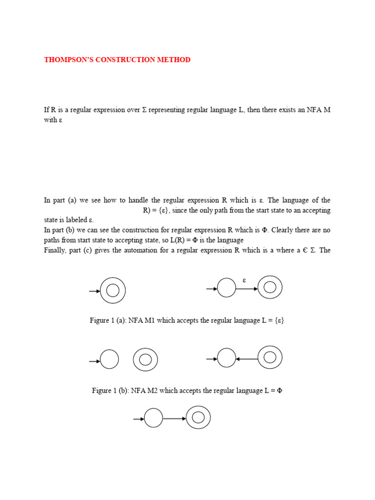 Thompson's Construction for NFAs | PDF | Models Of Computation | String ...