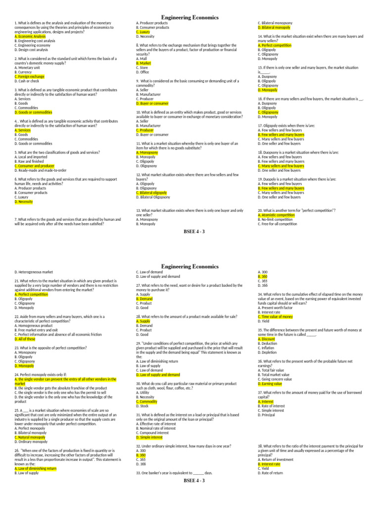 Engineering Economics - Bsee 4 3 | PDF | Depreciation | Interest
