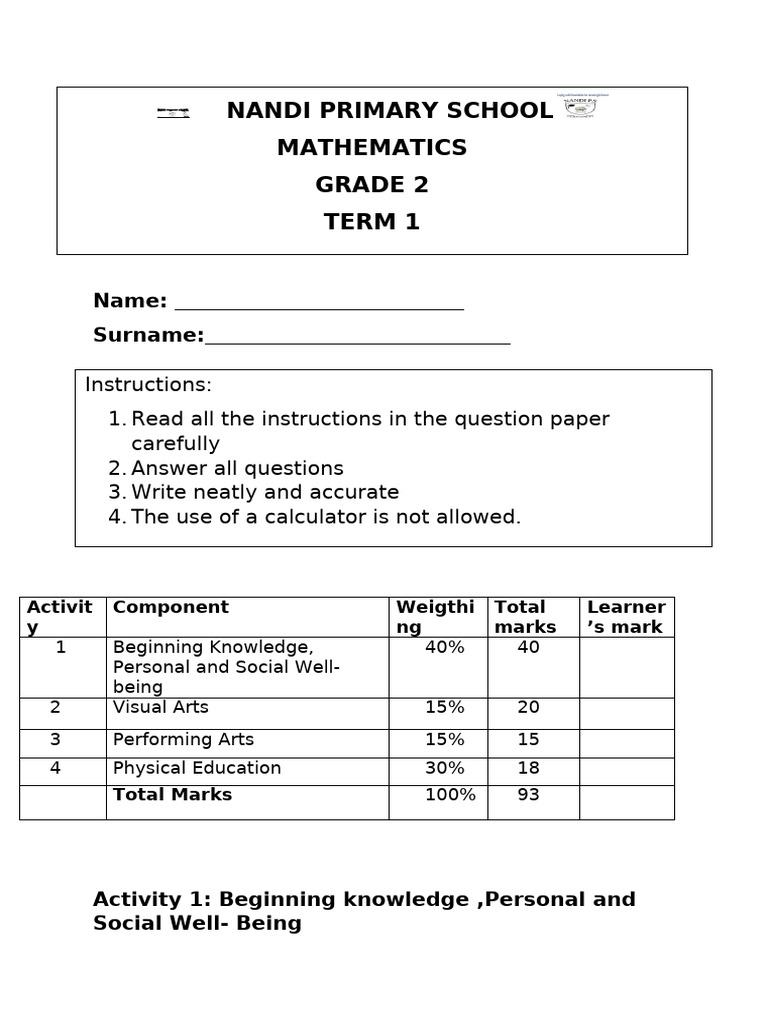 Grade 2 Mathematics Assessment Overview | PDF