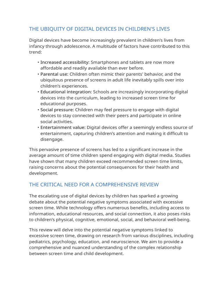 Impact of Screen Time on Children | PDF