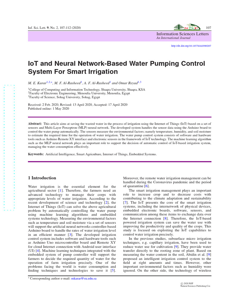 IoT Neural Network for Smart Irrigation | PDF | Internet Of Things ...