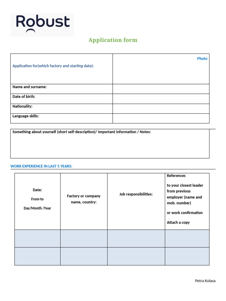 Robust Application Form 2025 | PDF