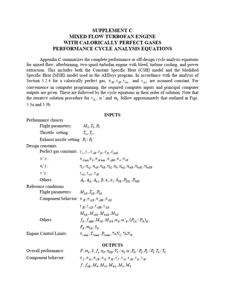 Mixed Flow Turbofan Engine Performance Analysis | PDF | Rotating ...