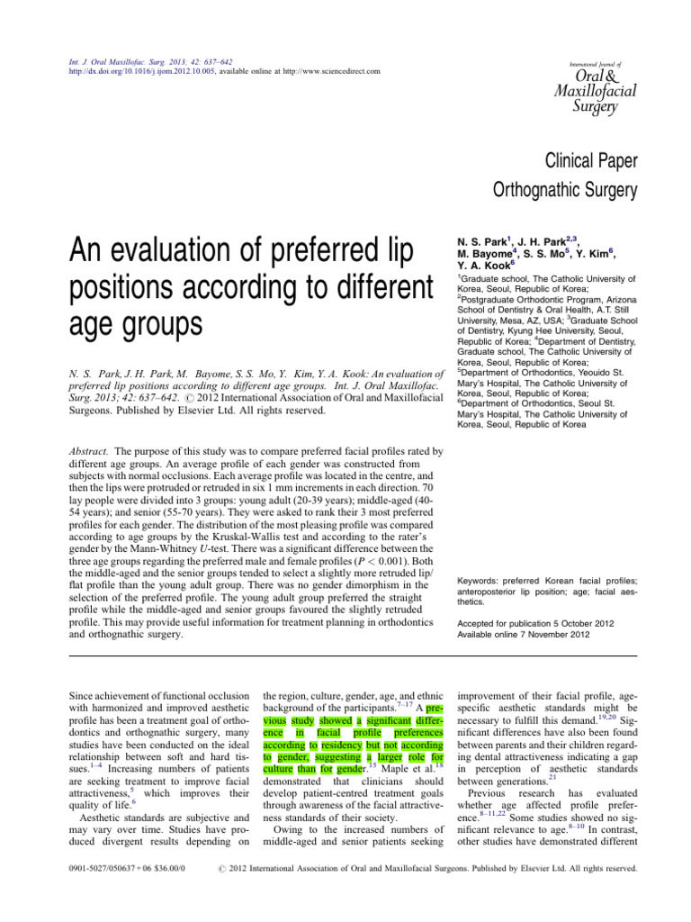 Park (Coreia) - Preferred Lip Positions | PDF | Medical Specialties ...