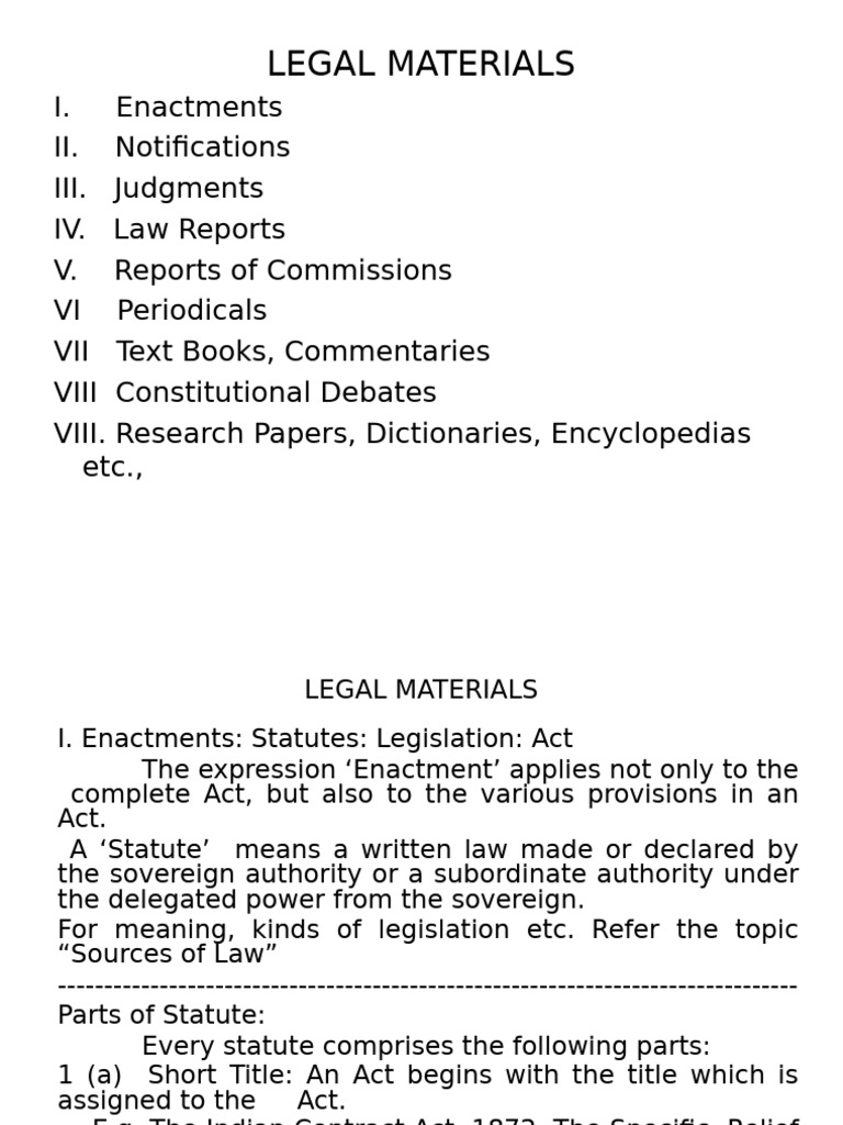 Overview of Legal Materials and Enactments | PDF | Judgment (Law ...