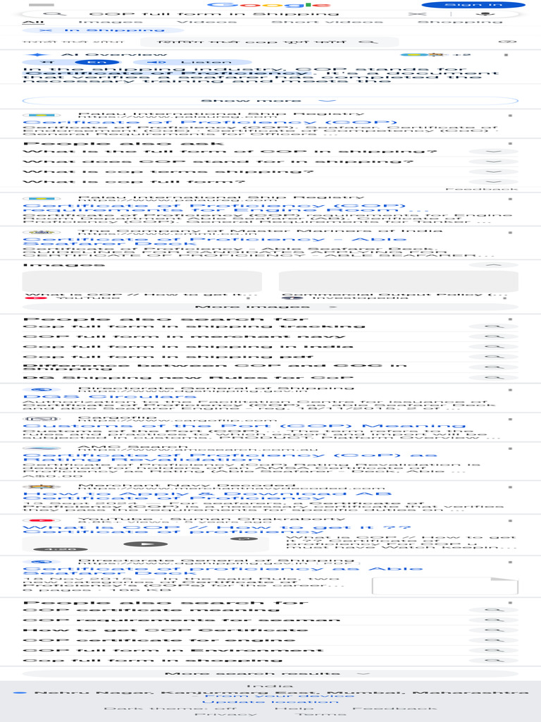 COP Full Form in Shipping - Google Search | PDF | Sailor | Transport