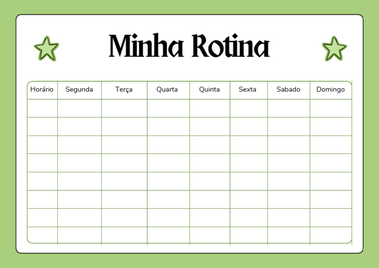 Daily Routine Chart Worksheet in Green and White Ilustrative Style | PDF