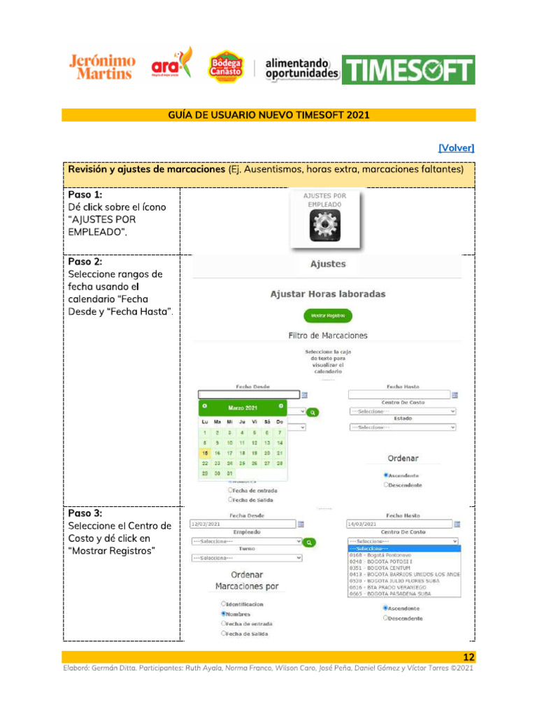 Guia de Usuario Nuevo Timesoft Pag 12-13 | PDF