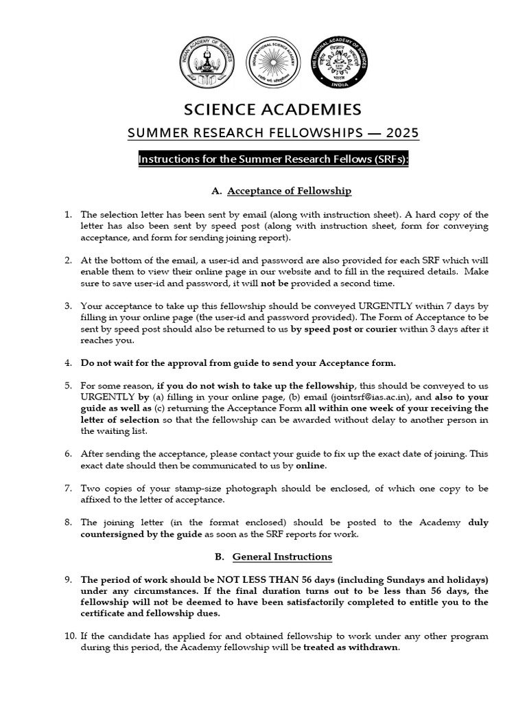 SRFP 2025 Acceptance Instructions | PDF