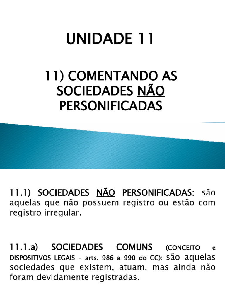 Sociedades Não Personificadas: Conceitos e Responsabilidades | PDF ...