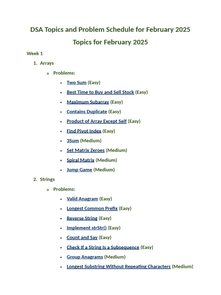DSA Challenge Topics for February 2025 | PDF | Applied Mathematics ...