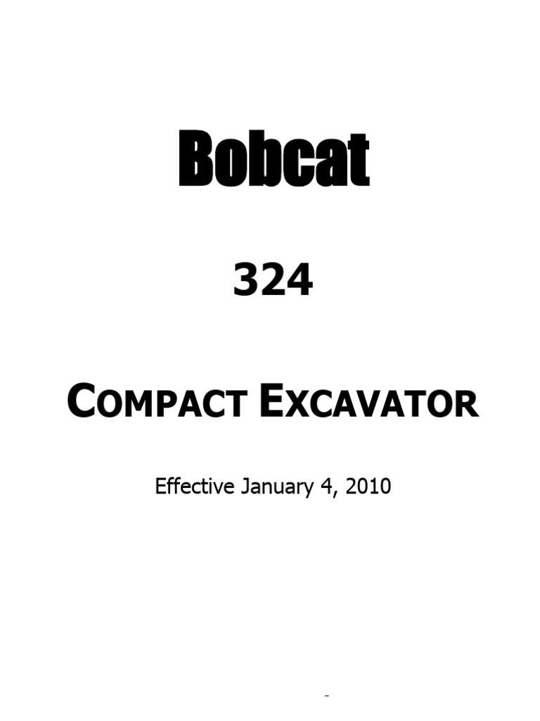 Bobcat 324 Excavator Specifications | PDF | Horsepower | Vehicle Technology