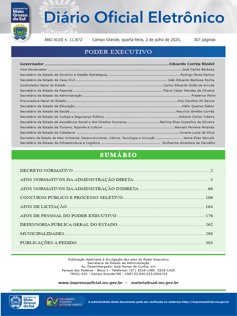 Atos do Poder Executivo de MS - Julho 2025 | PDF | Vinhos | Secretário ...