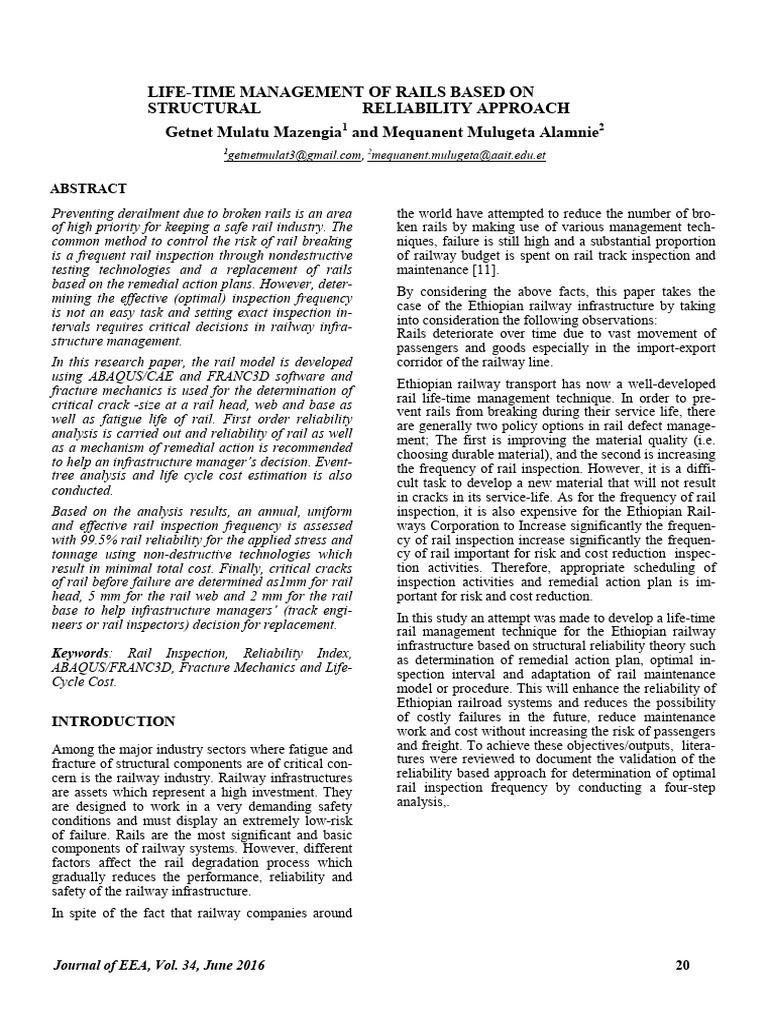 Rail Lifetime Management via Reliability Analysis | PDF | Reliability ...