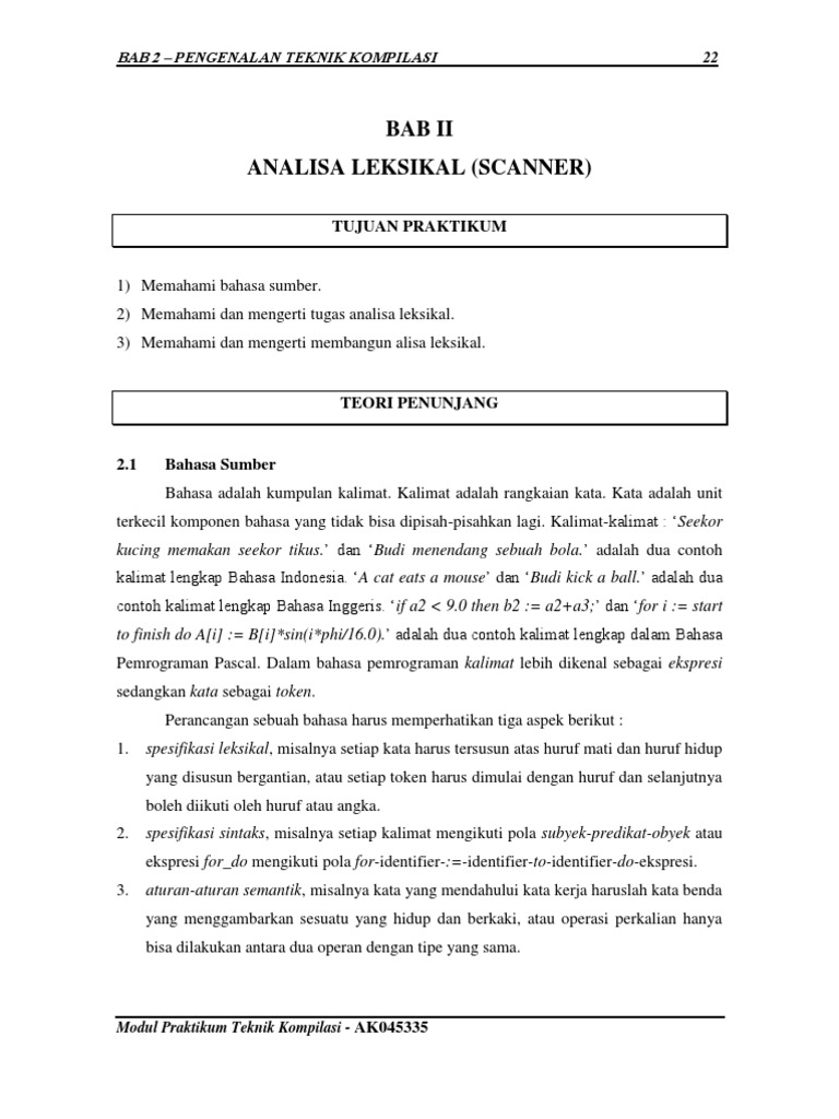 Analisis Leksikal dalam Kompilasi | PDF | Metode & Bahan Ajar ...