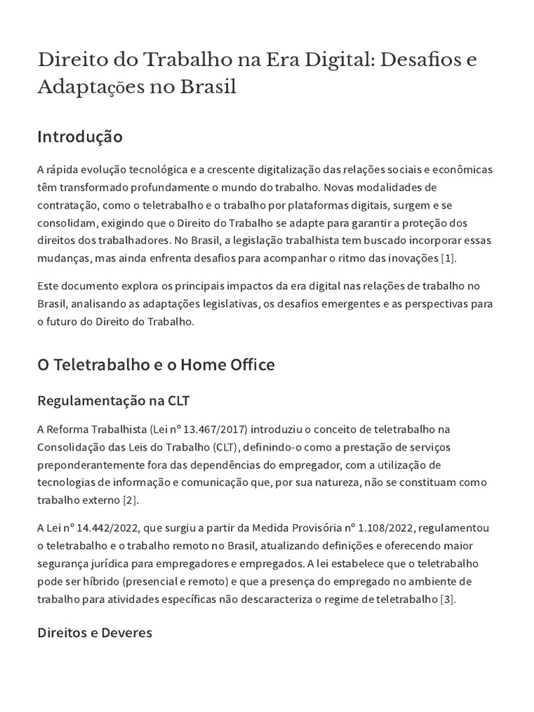 Desafios do Direito do Trabalho Digital | PDF | Lei Trabalhista ...