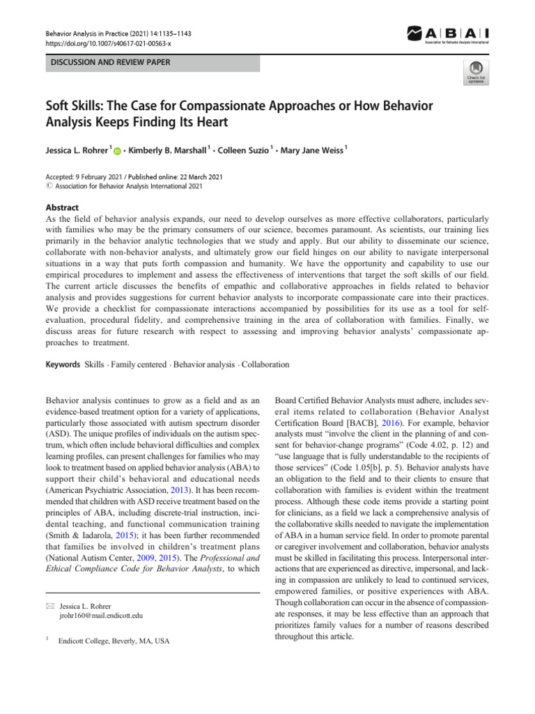 2021_Soft Skills- The Case for Compassionate Approaches or How Behavior Analysis Keeps Finding ...