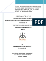 Study of Presense, Performance & Awareness of Water Soluble Fertilizer of RCF in Akola Dist. of Maharashtra