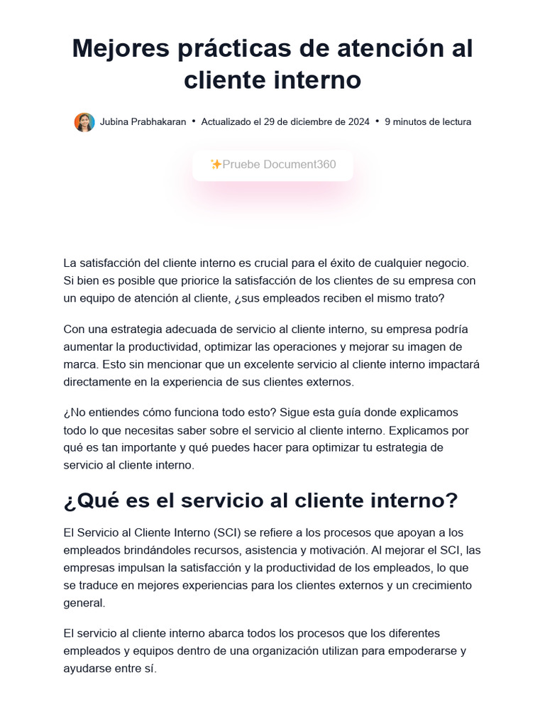 Mejores Prácticas de Servicio Al Cliente Interno (SCI) | PDF | Servicio ...