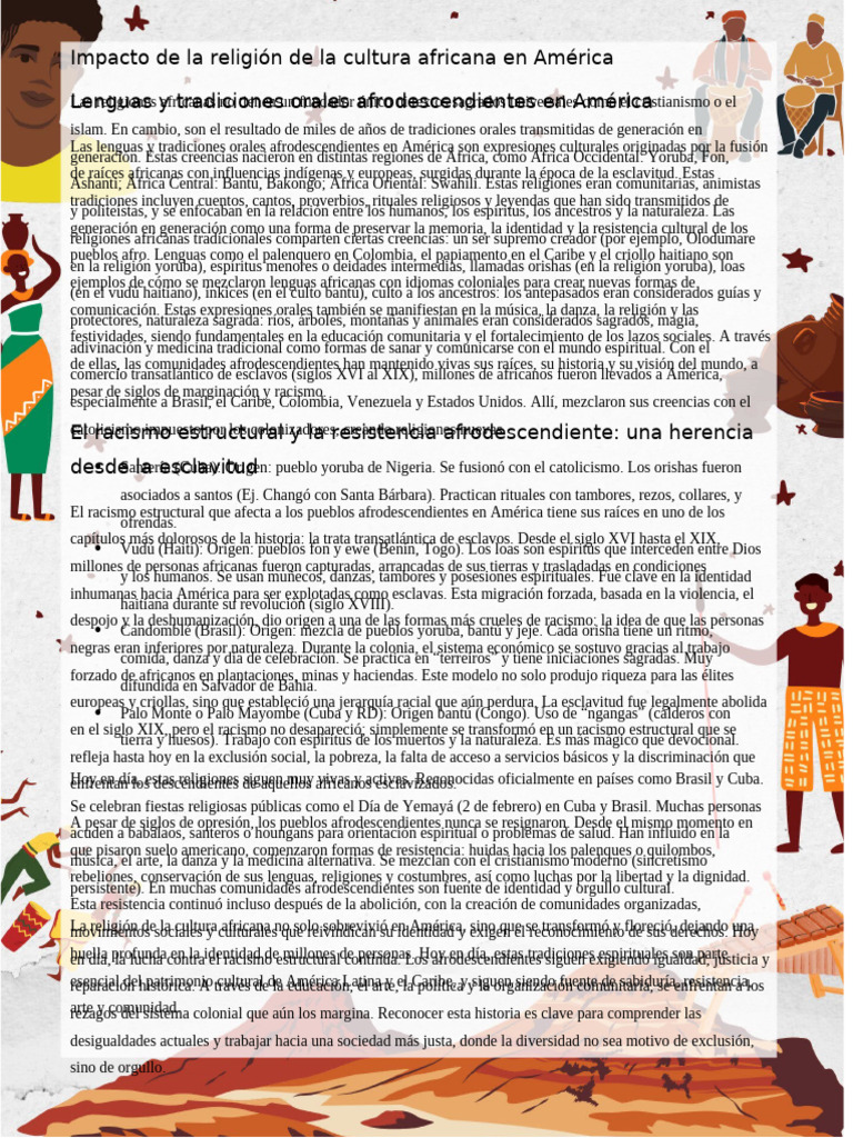 Aportes culturales de africanos en Ecuador | PDF | Esclavitud ...