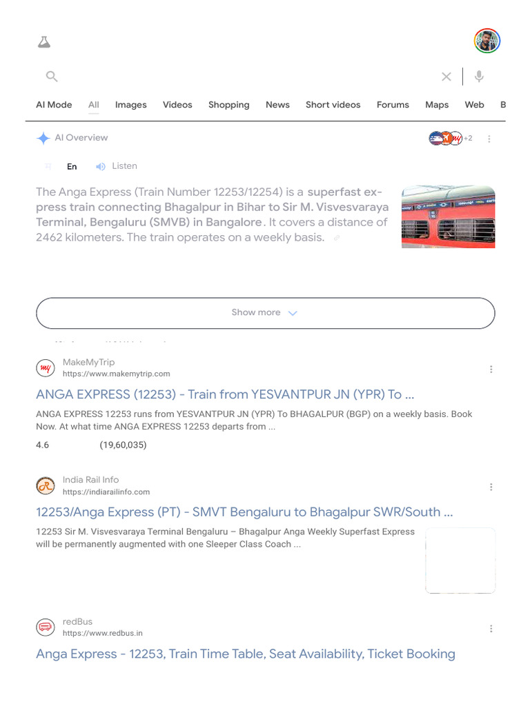 The Anga Express (Train Number 12253/12254) Is A - It Covers A Distance ...