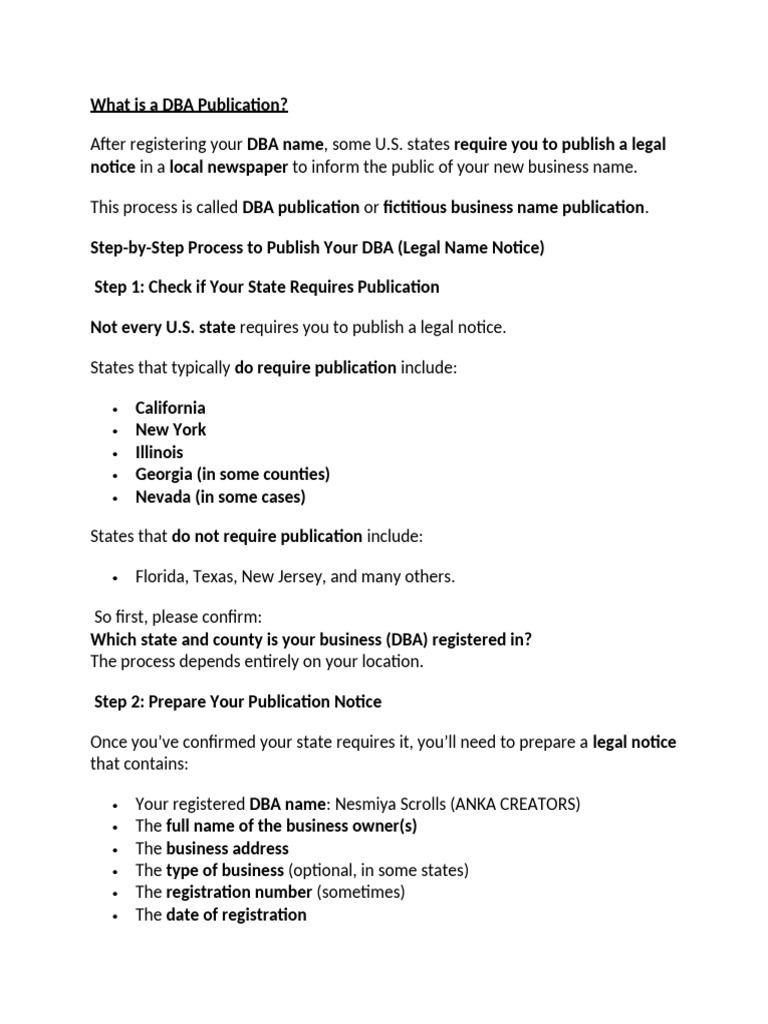 DBA Publication | PDF | Trade Name | Newspapers