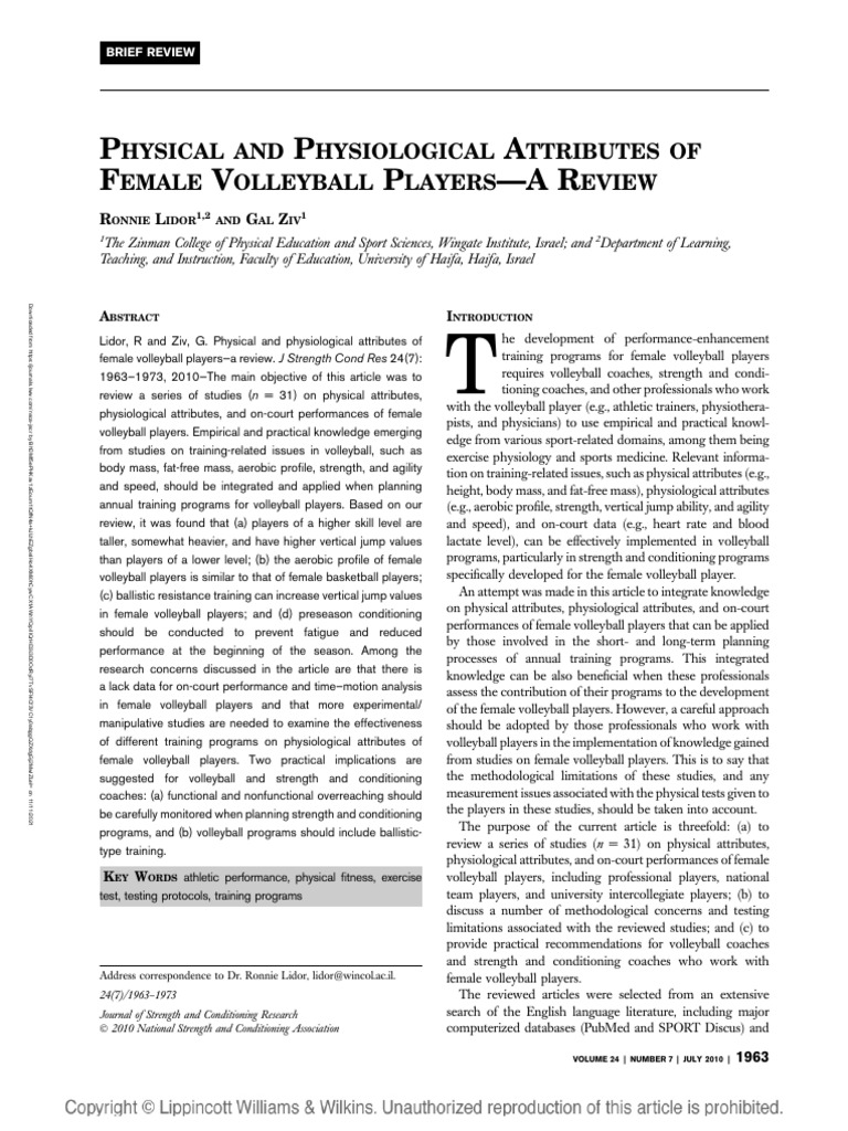 Physical and Physiological Attributes of Female.37 | PDF | Strength ...