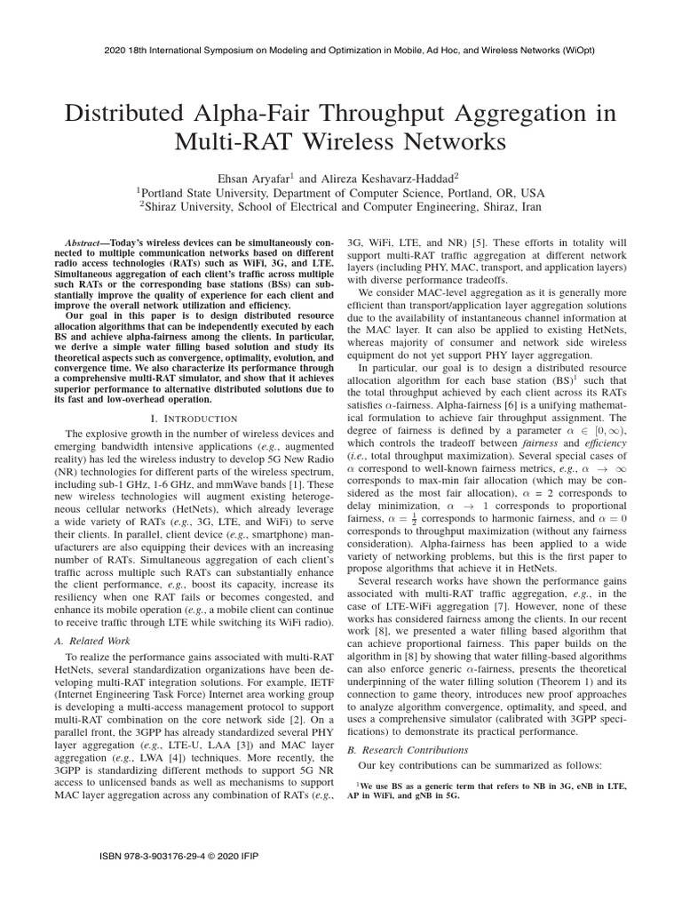 Distributed Alpha-Fair Throughput Aggregation in Multi-RAT Wireless ...