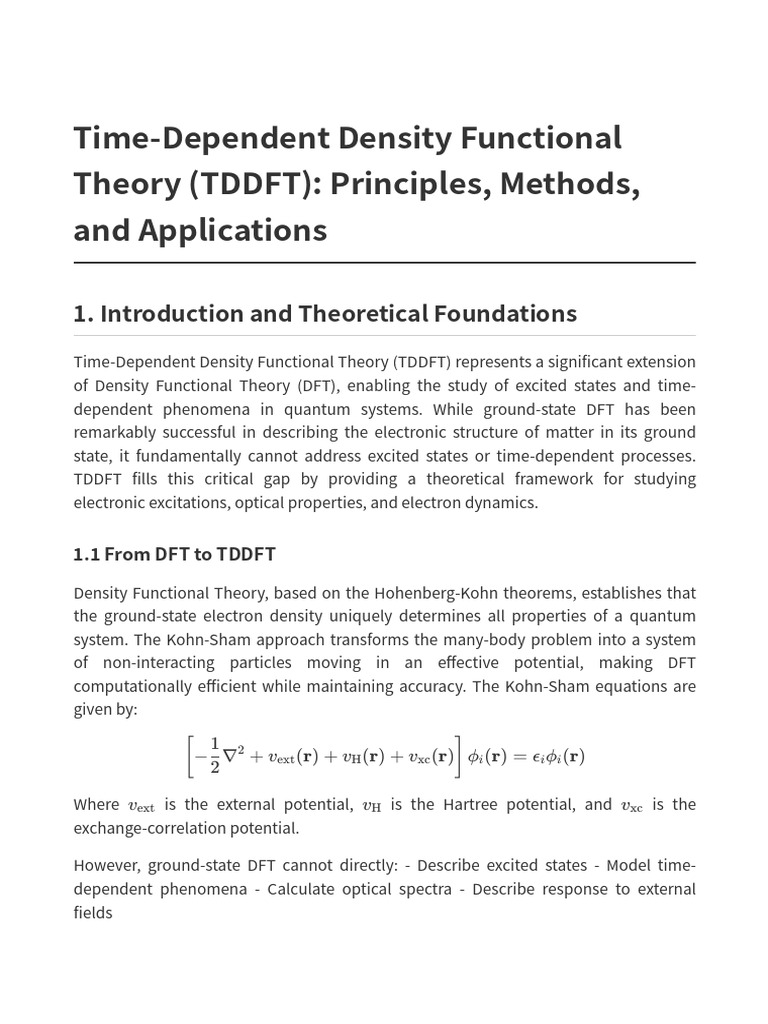 TDDFT: Principles and Applications | PDF | Density Functional Theory ...