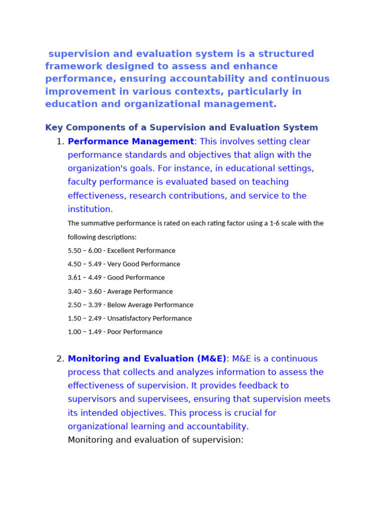 Supervision and Evaluation Framework | PDF | Teachers | Performance ...