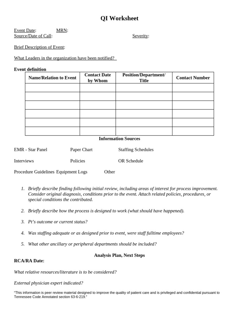 QI Worksheet | PDF
