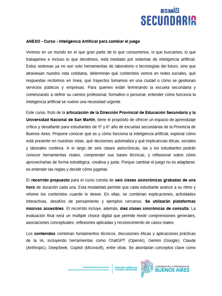 Anexo - Curso de Inteligencia Artificial - Cambiar El Juego | PDF ...