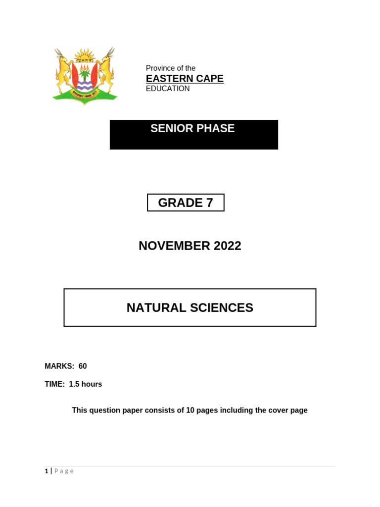 Grade 7 Natural Science Term 4 Exam 2022 | PDF | Earth | Sun
