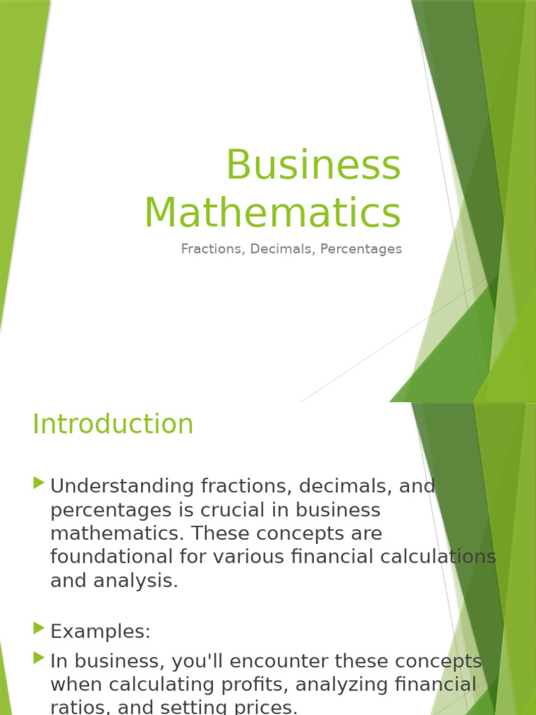 Business Math: Fractions, Decimals, Percentages | PDF | Percentage ...