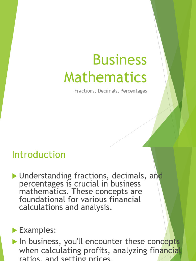 Business Math: Fractions, Decimals, Percentages | PDF | Percentage ...