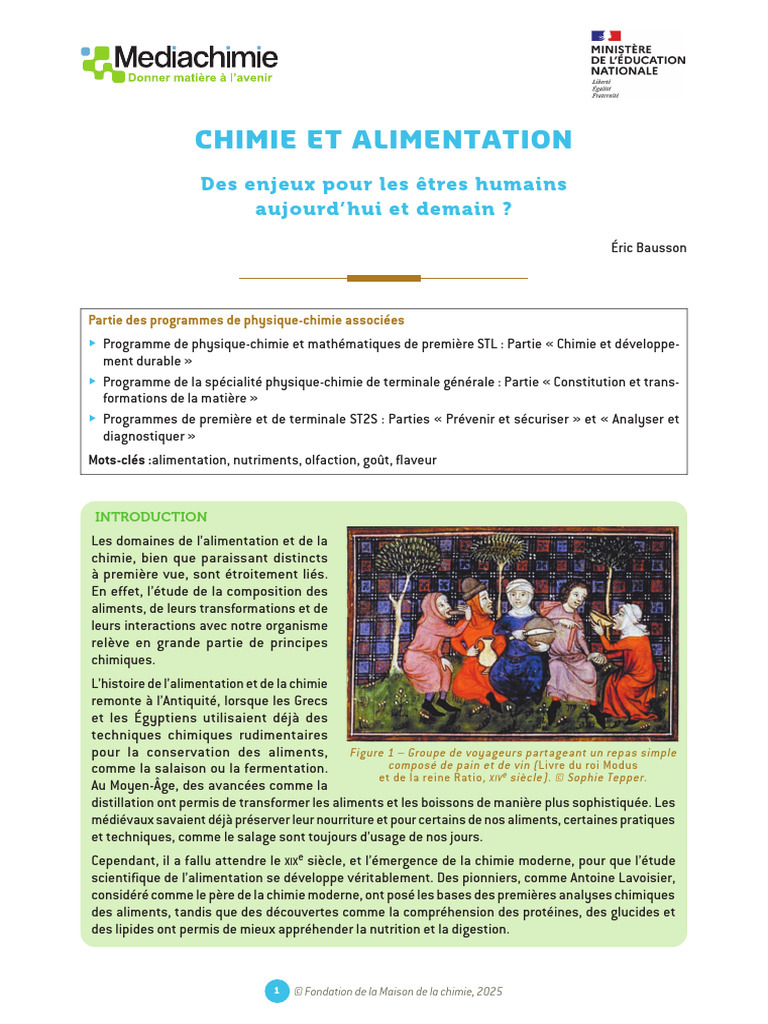Chimie et Alimentation Enjeux Essentiels PDF Goût Acides gras — free download
