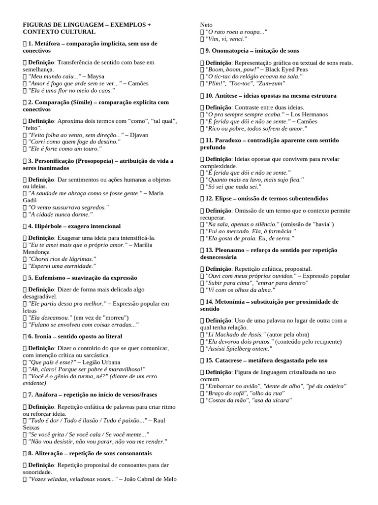 Exemplos de Figuras de Linguagem | PDF | Amor