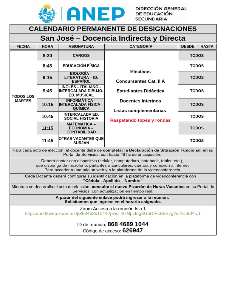 Calendario de Designaciones Docentes | PDF | Informática