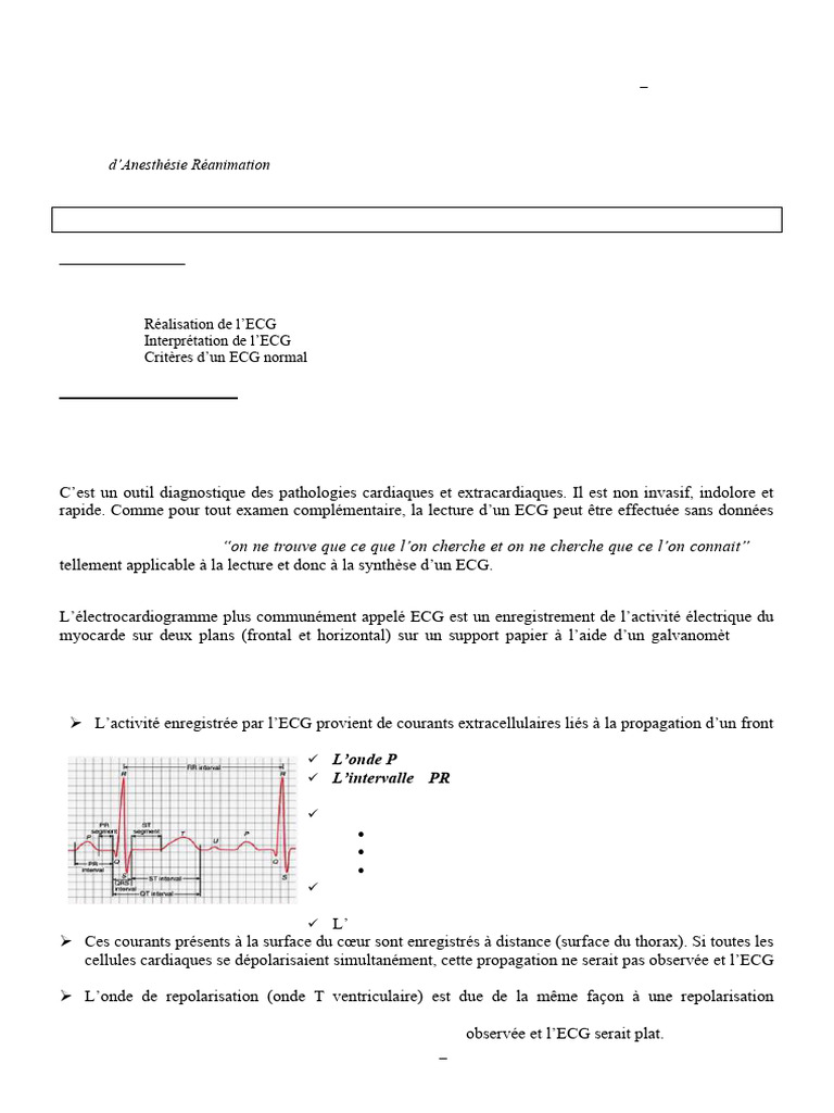 Guide complet sur l'électrocardiogramme (ECG) | PDF ...