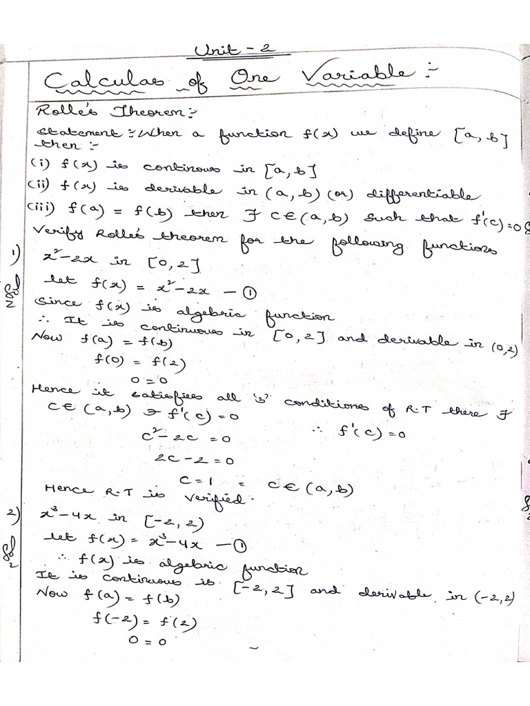 Maths Unit-2 Calculus of One Variable | PDF