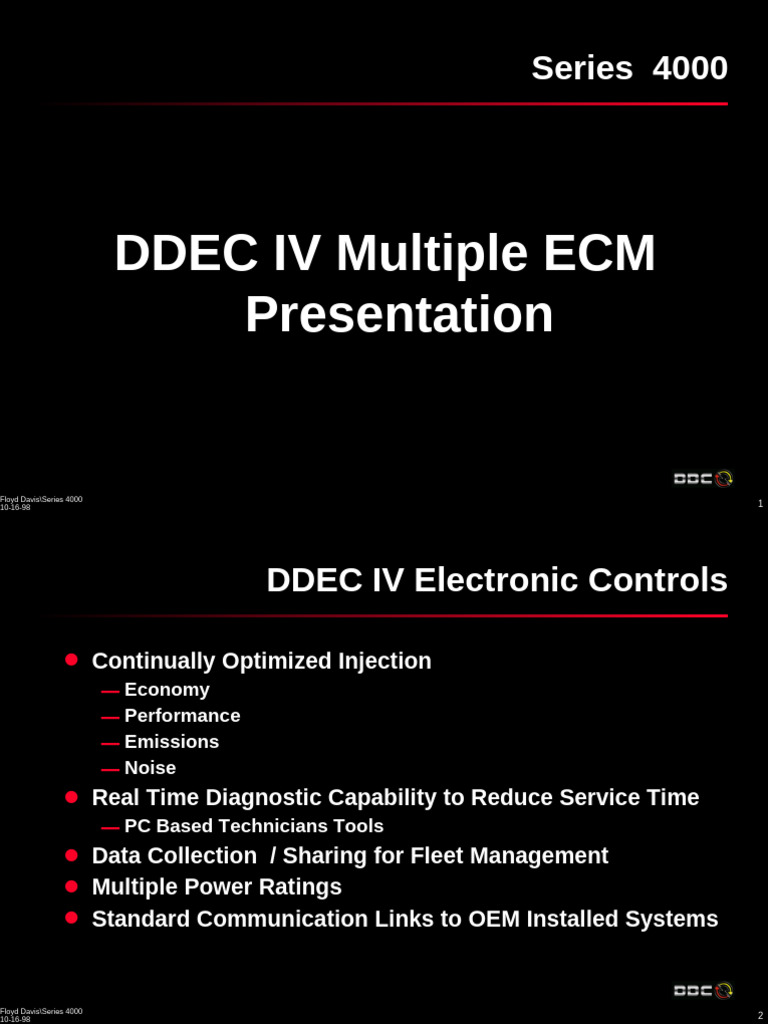 DDEC IV Features for Series 4000 ECM | PDF | Fuel Injection | Vehicle ...